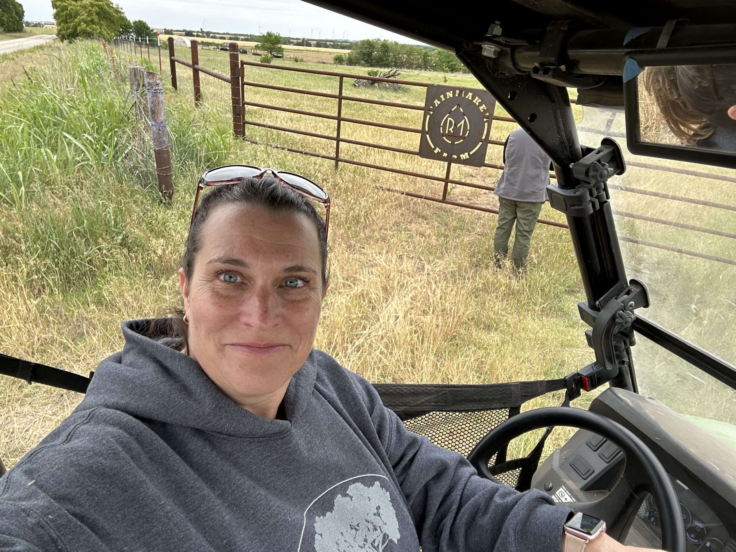 Julie Hewitt visiting Rainmaker Farm during the 2026 Q2 Impact Report